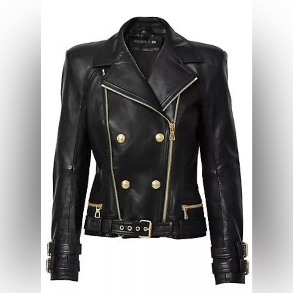 H&M x Balmain Leather Jacket  size 10
